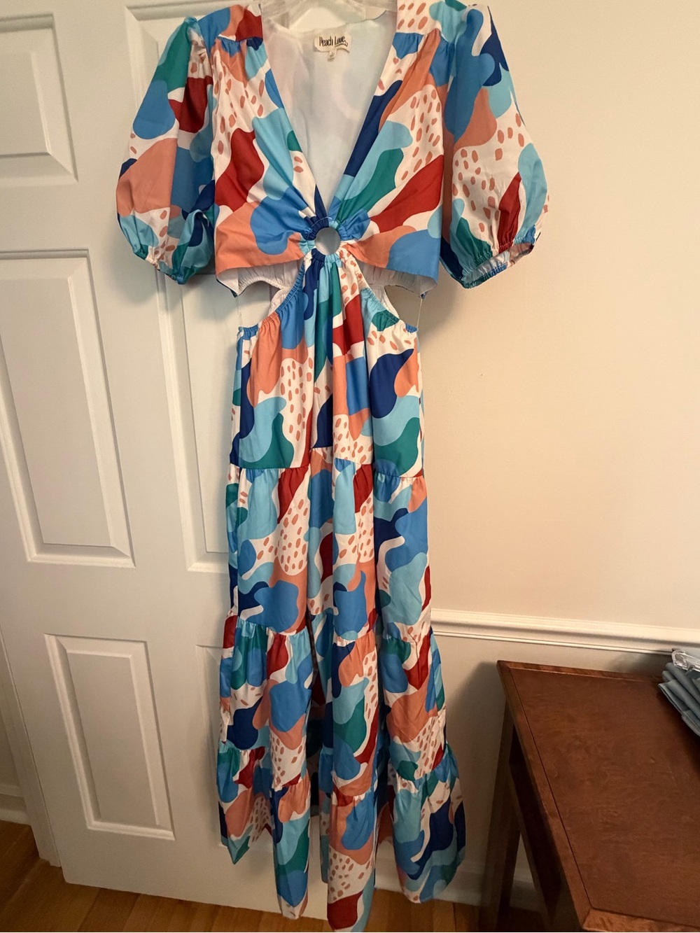 Multi-Color Cutout Maxi Dress with Ring Detail